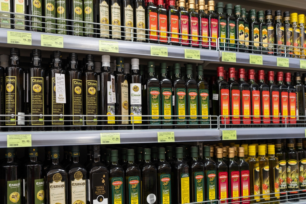 Olive,Oil,Of,Different,Brands,In,A,Grocery,Store.,Large